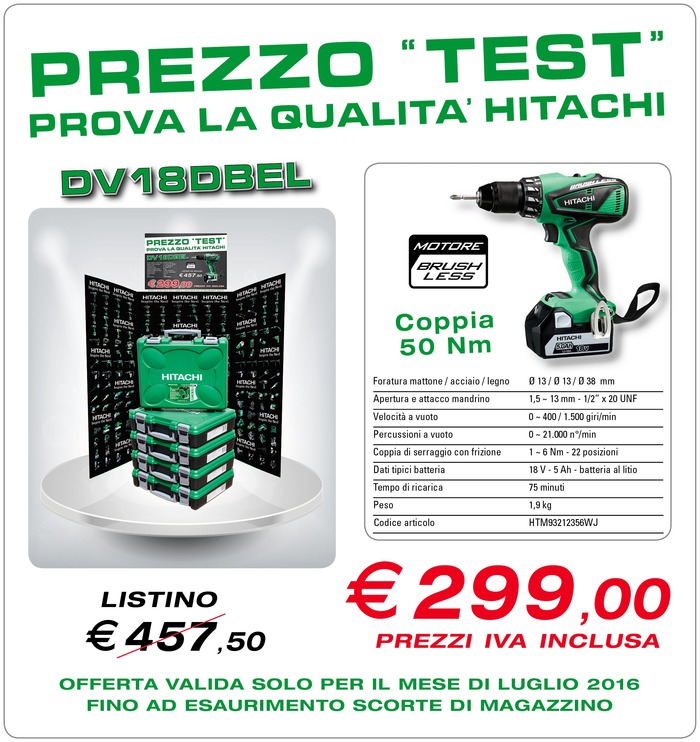 Campagna "Prezzo Test - Prova la qualità Hitachi" 