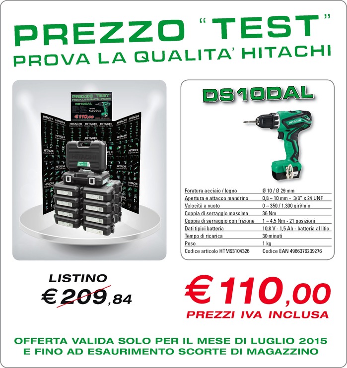 Campagna "Prezzo Test - Prova la qualità Hitachi" 