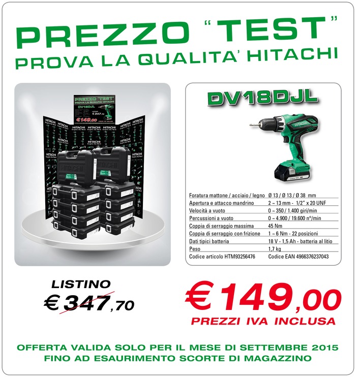 Campagna "Prezzo Test - Prova la qualità Hitachi"