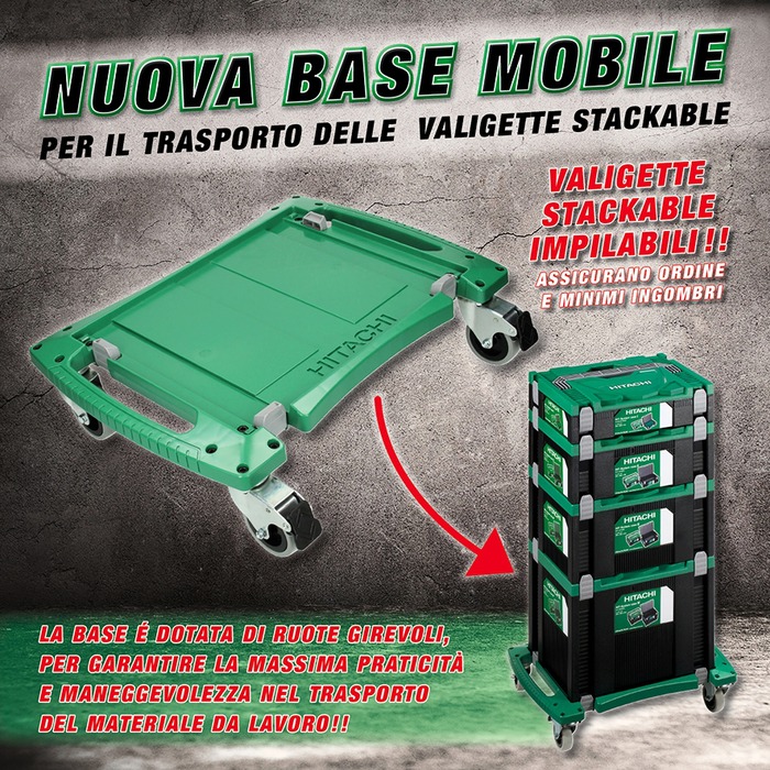 Nuova base mobile per le valigette Stackable Hitac